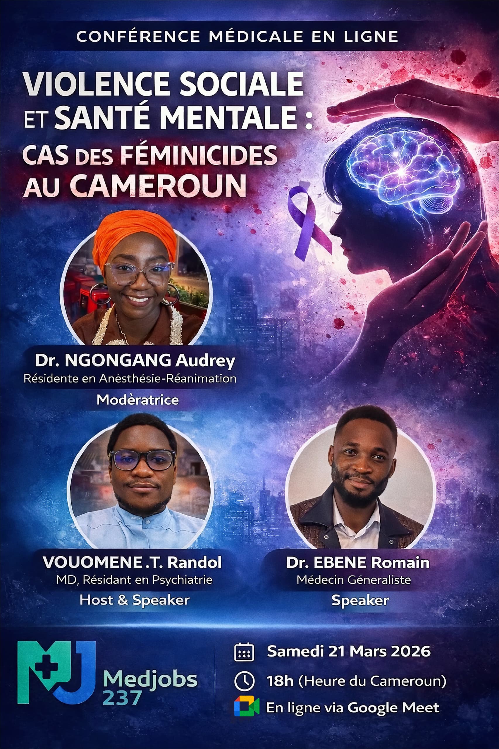 Webinaire: VIOLENCES SOCIALES ET SANTE MENTALE : CAS DES FEMINICIDES AU CAMEROUN