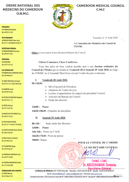 ASSEMBLEE GENERALE ORDINAIRE ONMC
